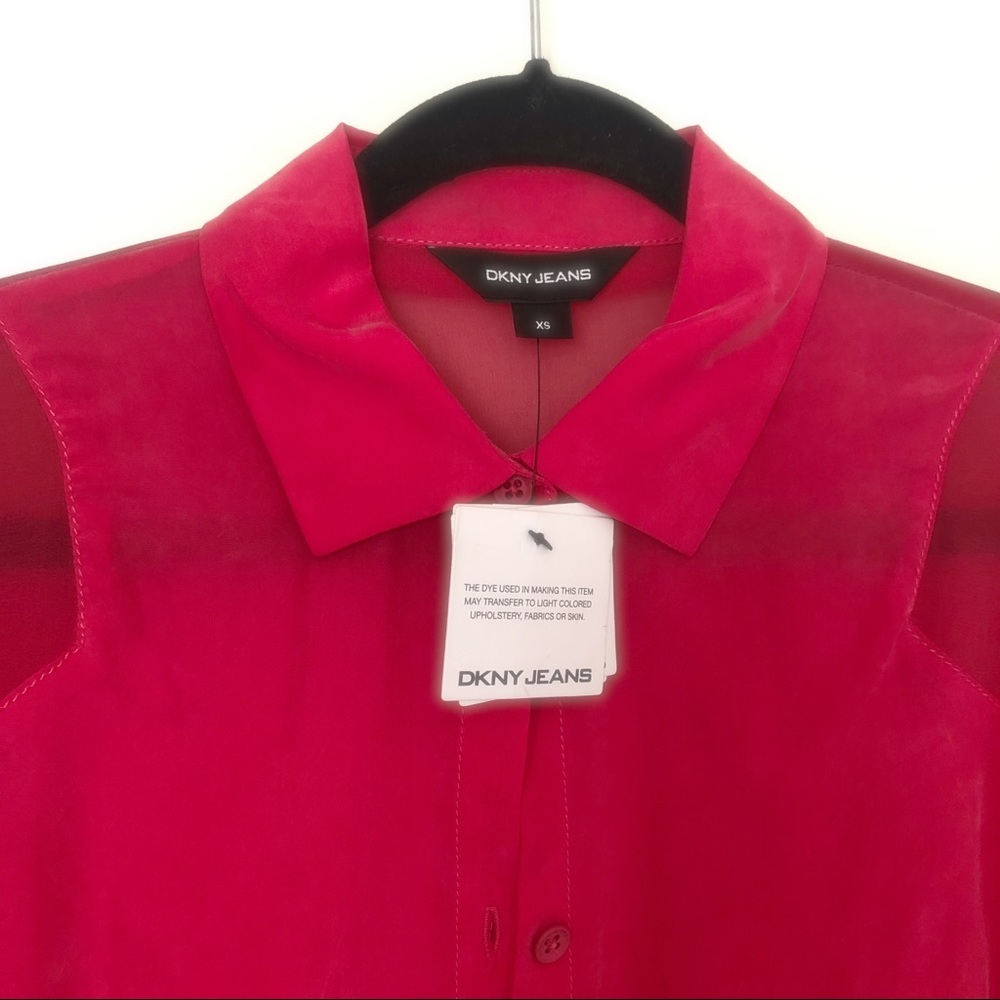 DKNY silk-like shirt with see-thru sleeves
